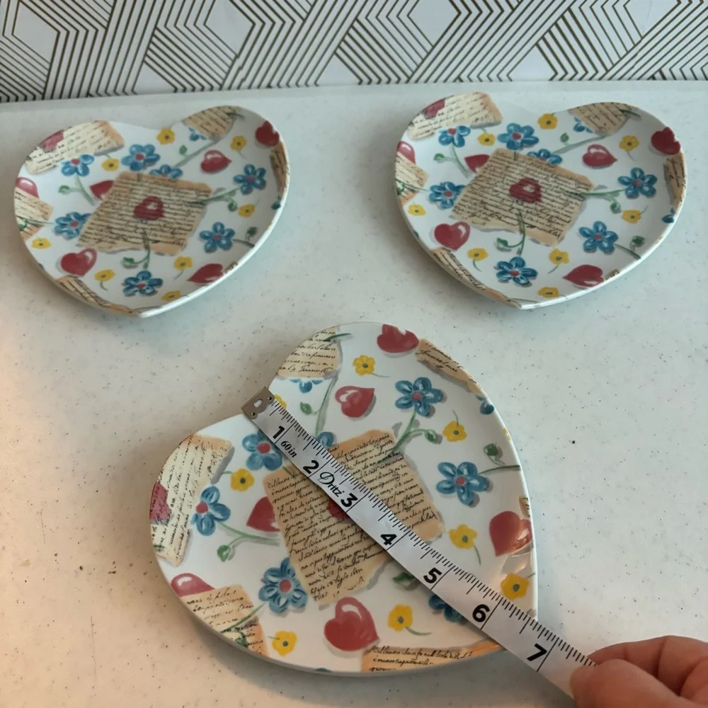 Williams Sonoma Love Letters Heart Shaped Appitizer or Dessert Plates Set of 3